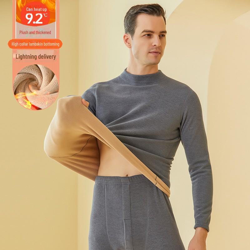 Women's 700g German Wool Lambskin Thermal Underwear Set: Velvet-Lined Double-Sided Top and Bottom for Autumn/Winter.