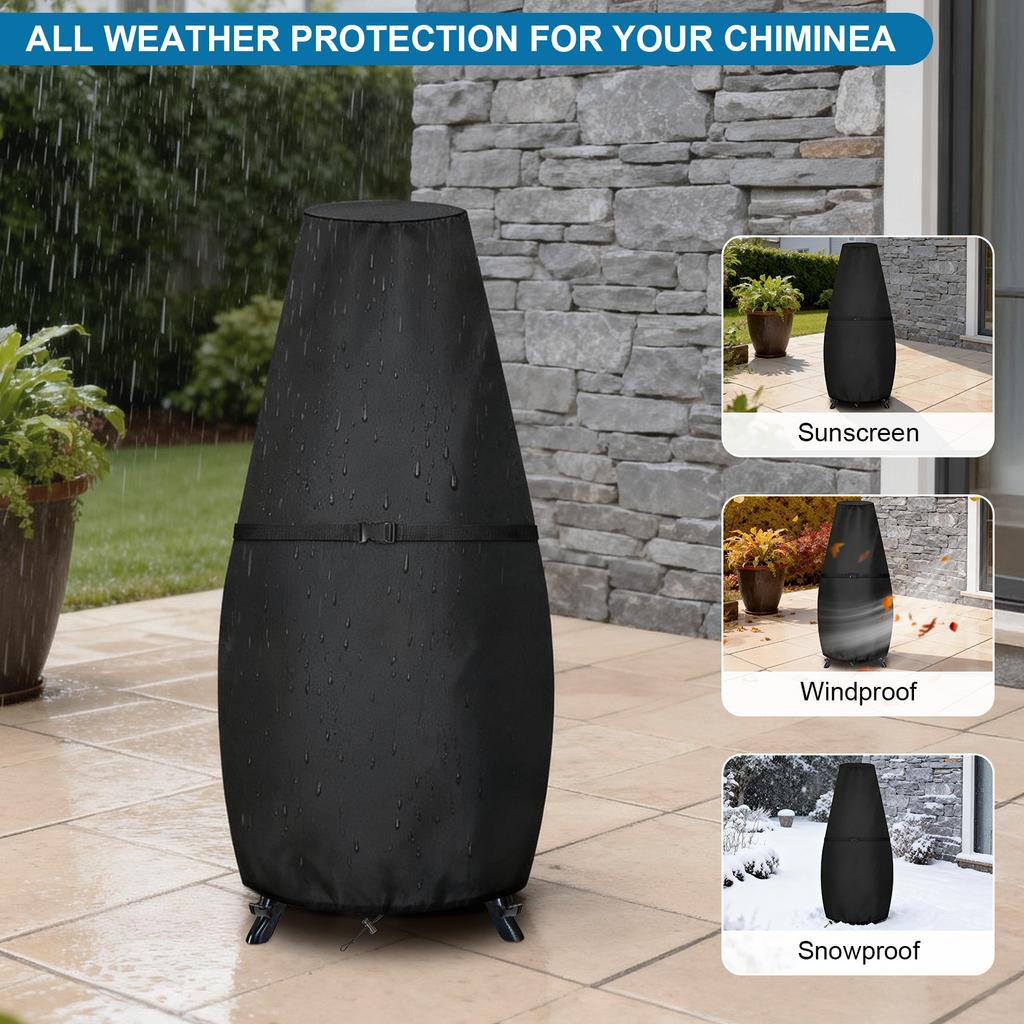 Outdoor Chiminea Cover 210D Waterproof Protective Sleeve Fireplace Fire Pit Cover Heater Bag Heating Warmer Stove Furniture Tent