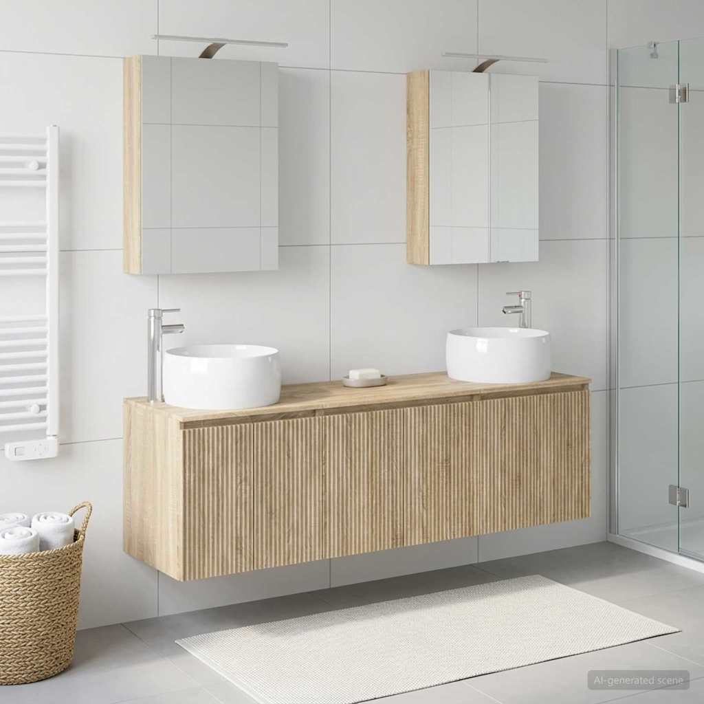 Bathroom Cabinet Set 5 Pcs Sonoma Oak Wood Based Material