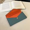 Genuine Leather Wallet. First Layer Cowhide Lychee Pattern Envelopes Spliced With Contrasting Colors. Long Three-fold Wallet