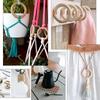 50Pcs Wooden Beads Pendant Connectors Circles Rings Beads Natural Wood Ornament
