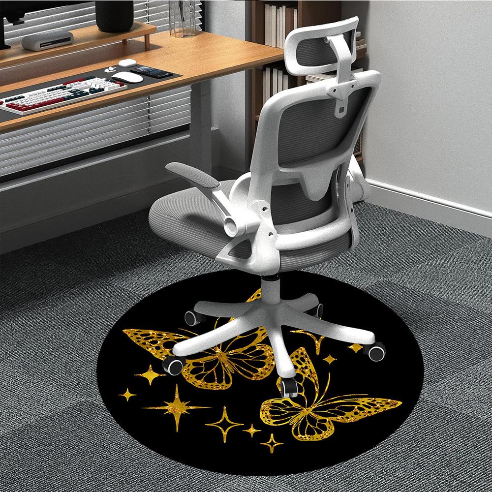 1pc Butterfly Sparkle Office Round Area Rug,  Mat Suitable ForOffice, Under Office Chairs Bedroom Living Room Home Decor, Room Deco