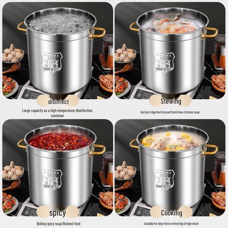 Commercial 304 Stainless Steel Soup Pot with Lid