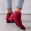 Fashion Casual Metal Decoration Solid Suede Ankle Boots Women Pointed Toe Medium Heel Chelsea Boots Women 2025 Classic Winter Shoes
