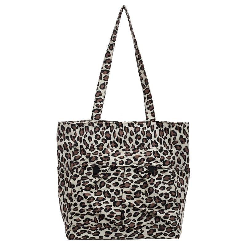 Large Capacity Tote Bag Women's Lightweight Leopard Print Shoulder Bag