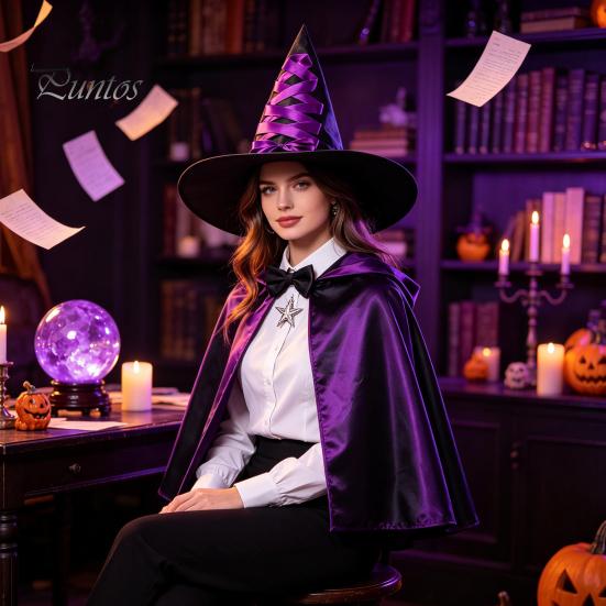 Classic Wizard Character Headwear Halloween Witch Hat, Reusable Oxford Cloth Pointed Stage Performance Costume Hat for Costume, Carnival, Masquerade,