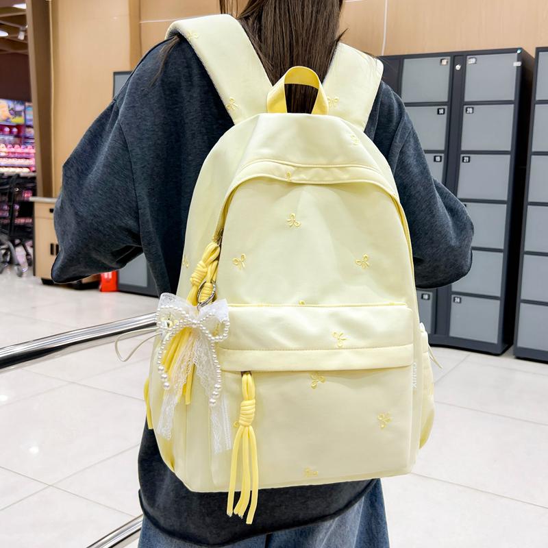 Bow Print Backpack Women's Travel Lightweight Backpack Student Schoolbag