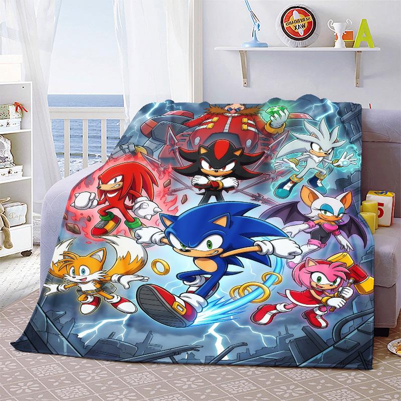 Sonic Anime Blanket Flannel Throw Soft Warm Lightweight Blanket for Sofa Bed Cozy Home Decoration -QJY