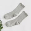 Ruffle Ankle Socks for Women Cotton Soft Solid Color Ribbed Knitted Lettuces Edge Low Cut Middle Tube Frilly Crew Socks