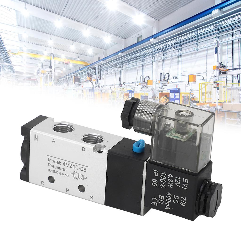 BERM Solenoid Valve Pneumatic Electric 2 Position 5 Way Electromagnetic Control DC12V