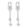 Vintage Stainless Steel Cubic Zirconia Sun Star Dangle Earrings Punk Rock Long Chain Huggies Earring Cartilage Piercing Jewelry