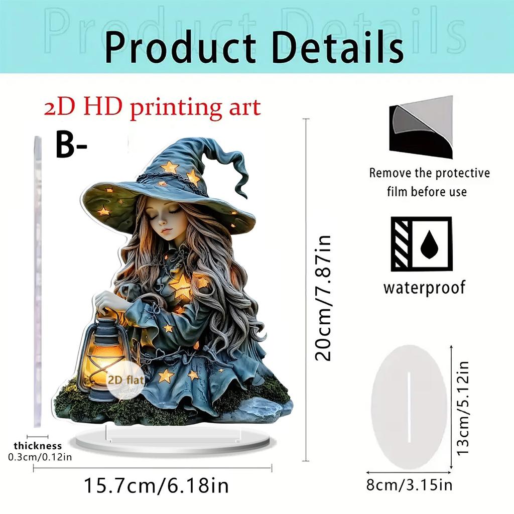 2D Flat Acrylic Halloween Festival Desktop Ornaments Ghost Pumpkin House and Lantern Witch Home Table Ornament Decoration