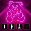Valentines Day Neon Sign Valentines Teddy Bear Neon Signs for Wall Decor Dimmable Valentines Led Sign Bear Neon Lights for Bedroom Wedding