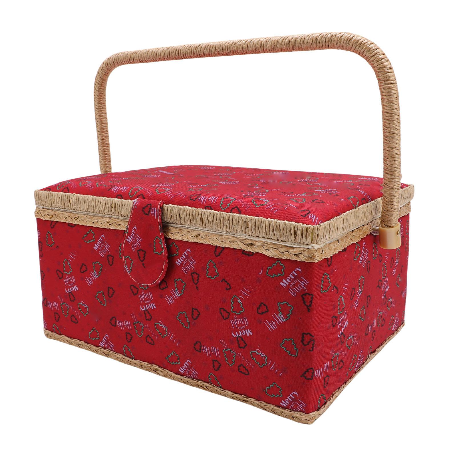 

Корзина для шитья большой вместимости с буквенным узором, коробка-органайзер для принадлежностей для любителей рукоделия со съемным внутренним лотком