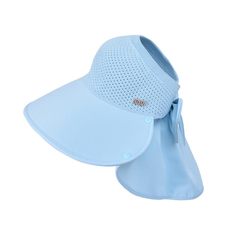 8487 summer big eaves sunscreen hat women's outdoor travel visor removable shawl neck empty top bucket hat