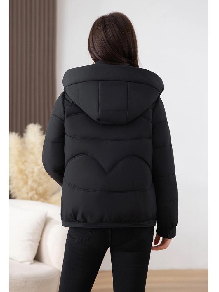 Women’s Short Windproof Thicken Warm Winter Jacket With Detachable Hood