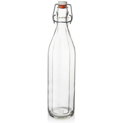 Glass Bottle with Cork Clip for Wine, Liqueur, Syrup, Juice 1L