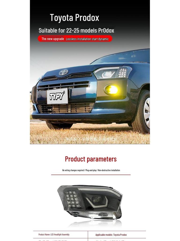LED Projector Headlight Assembly with DRL & Sequential Turn Signals for 22-25 Toyota Probox