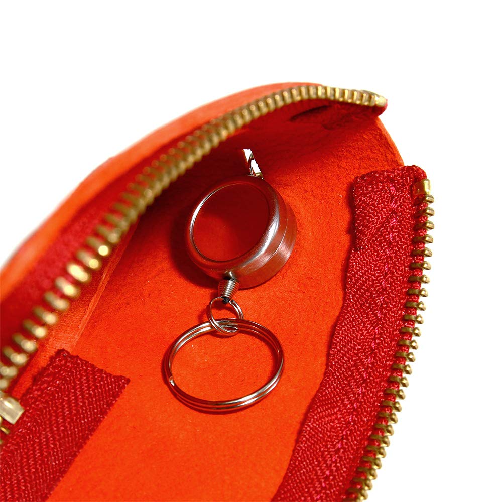 AGILITY Affa "Bobbin" Key Case, Pass Case, Integrated with Reel, Genuine Leather, IC Card Holder, L-Shaped Zipper