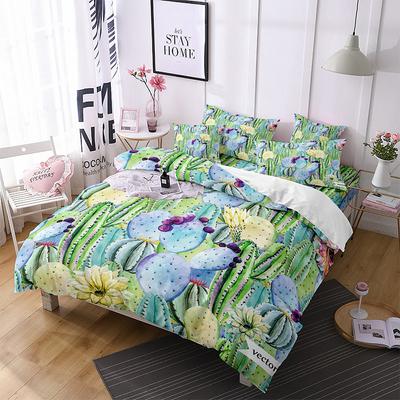Cactus Duvet Cover Set King Queen Size Tropical Botanical Garden Print Green Plant for Girls Boys Teen Polyester Bedding Set