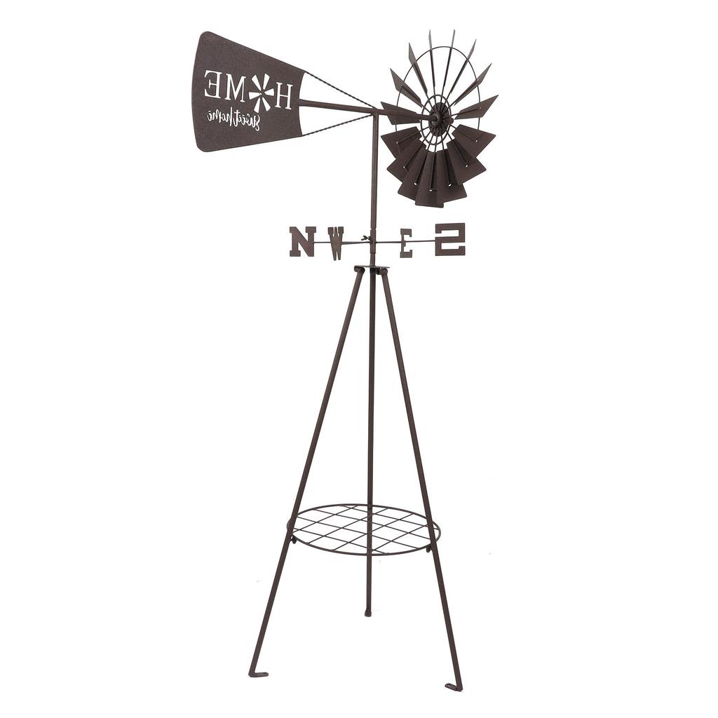 Garden Windmill Potting Rack Multifunctional Rotating Iron Floor Windmill Plants Shelf Dual Use