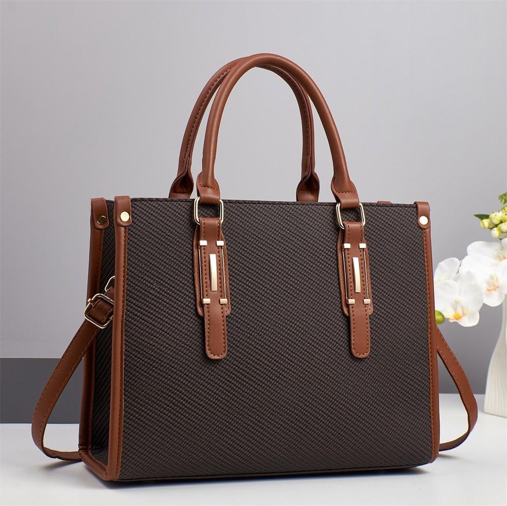 Vintage Retro Pu Leather Womens Casual Tote Bag With Zipper For Daily Use