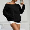 Women's Casual Fashion Solid Color Off-shoulder Long-sleeved Loose Sweatshirt With Pockets