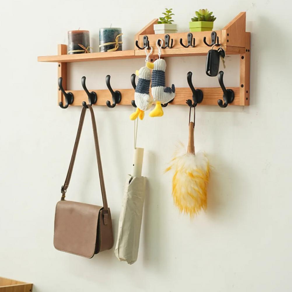 Rustic Wooden Wall Coat Rack with Shelf – 11 Hooks 4-in-1 Entryway Organizer, Mail & Key Holder for Living Room Bedroom