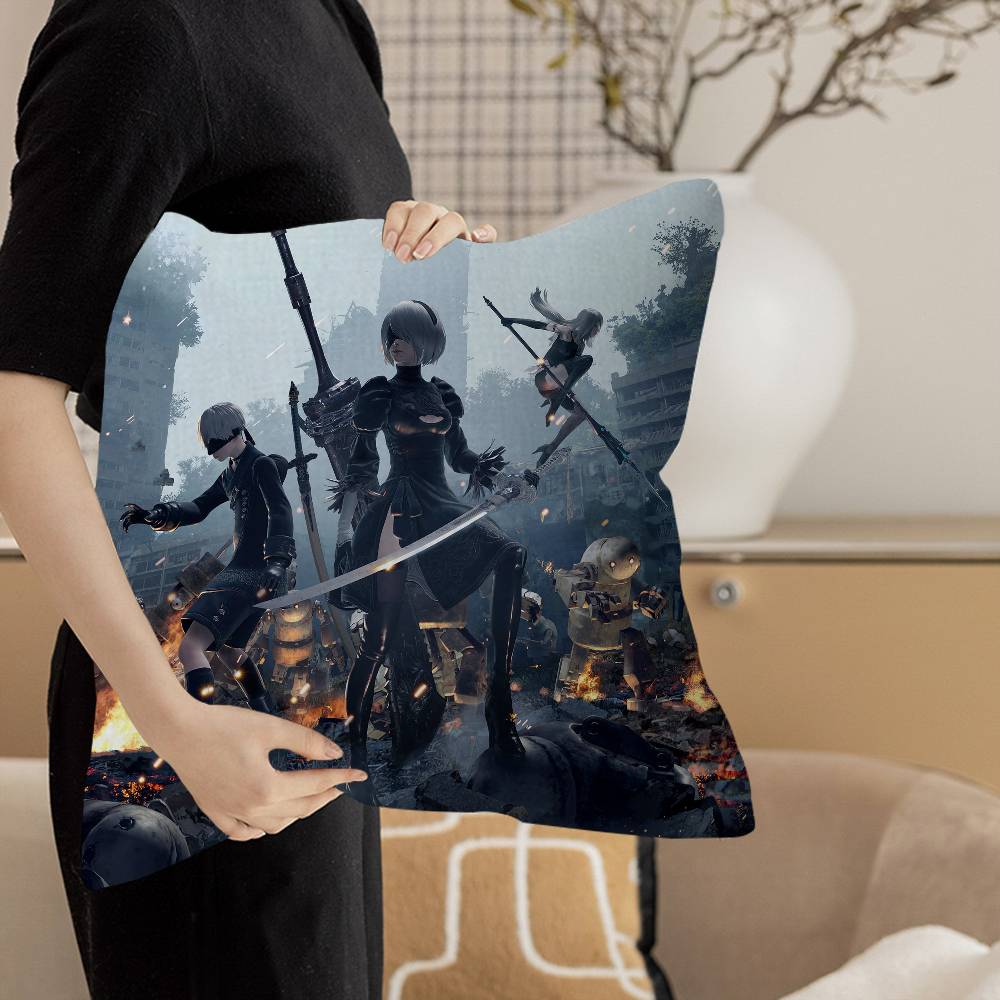 Game Nier Automata Pillow Covers Cartoon Sofa Decorative Home Doublesided Printing Short Plush Cute Cushion Cover