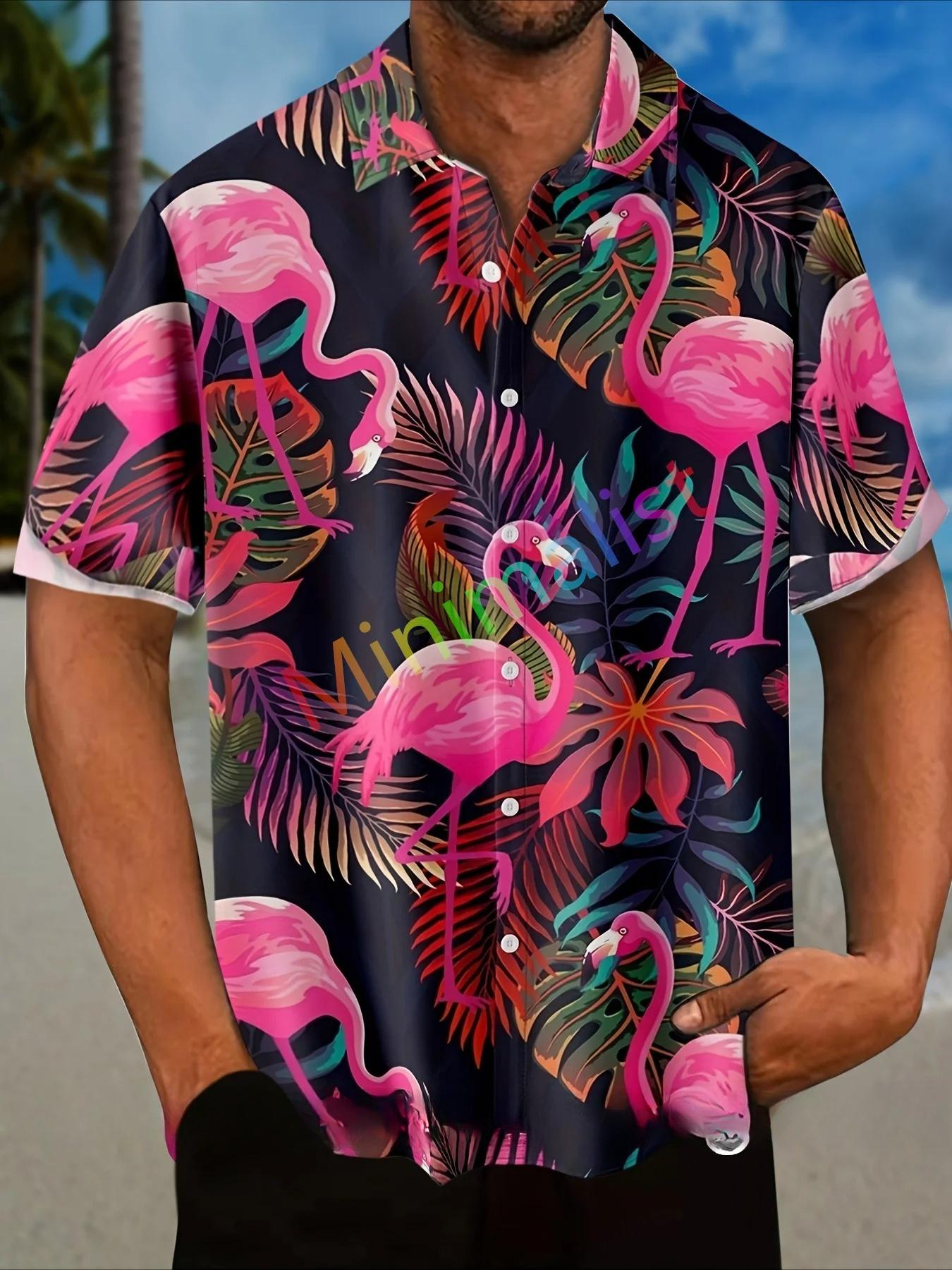 

Men Hawaiian Shirt Casual Beach Short Sleeve Fashion Tops Male Blouse Summer Clothing 4XL