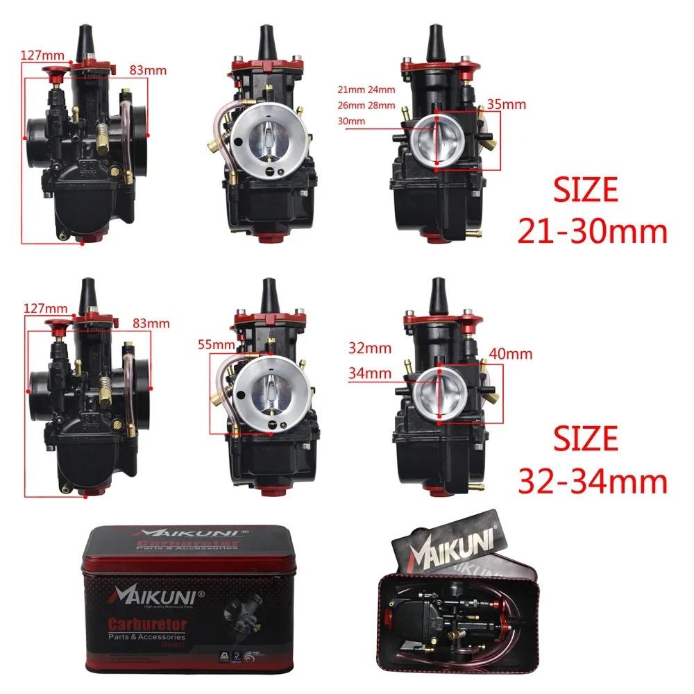 Motorcycle Universal Maikuni Black Carburetor For Maikuni Black PWK Carburetor KR150 21MM 24MM 26MM 28MM 30MM 32MM 34MM With Power Jet 2T 4T Racing