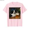 Border Collie Drinking Beer Funny Dog Meme Tshirt for Unisex Women  Cotton T Shirts Short Sleeve Tops P