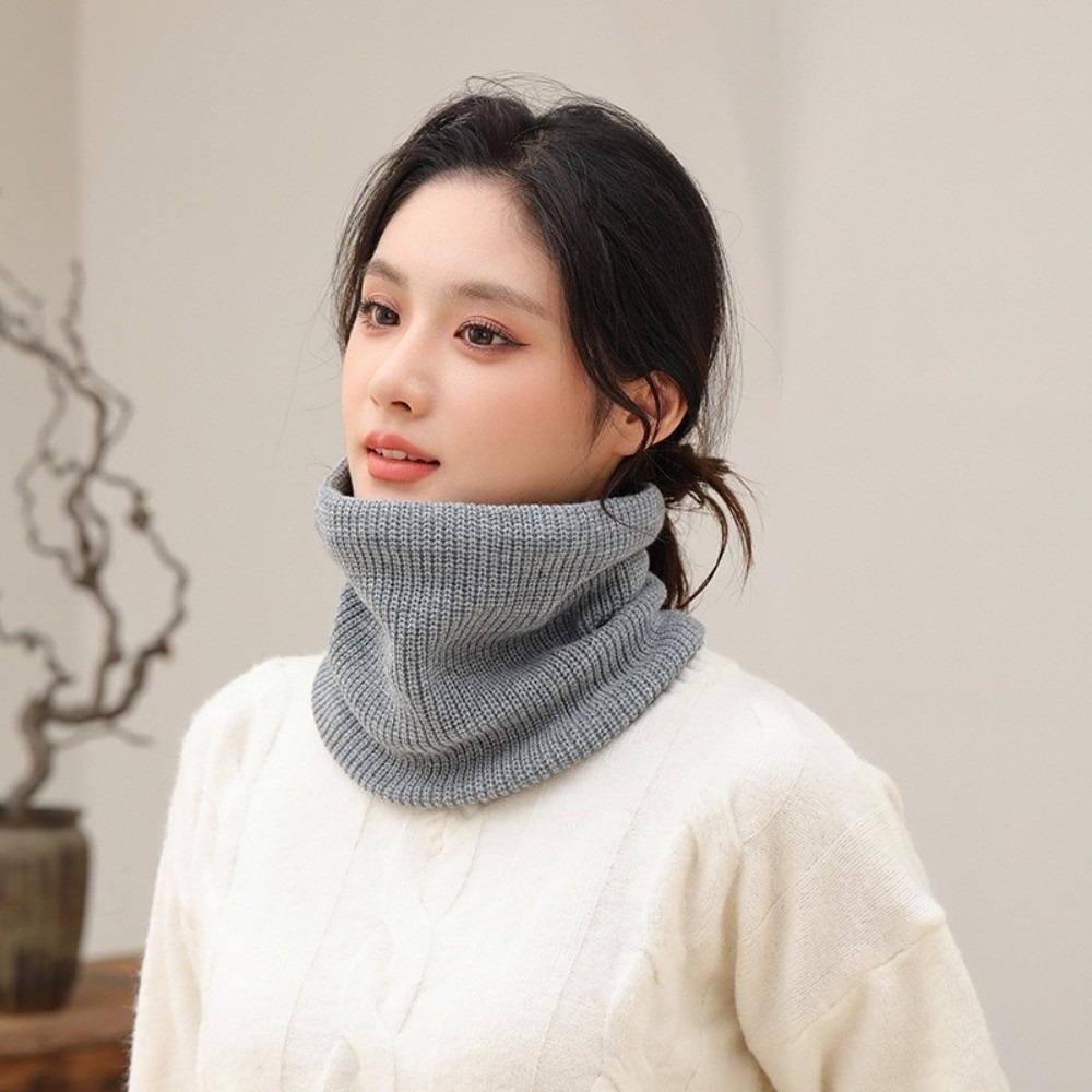 New Knitted Warm Scarf Windproof Coldproof Neck Cover Solid Color Tube Scarf Outdoor Sports