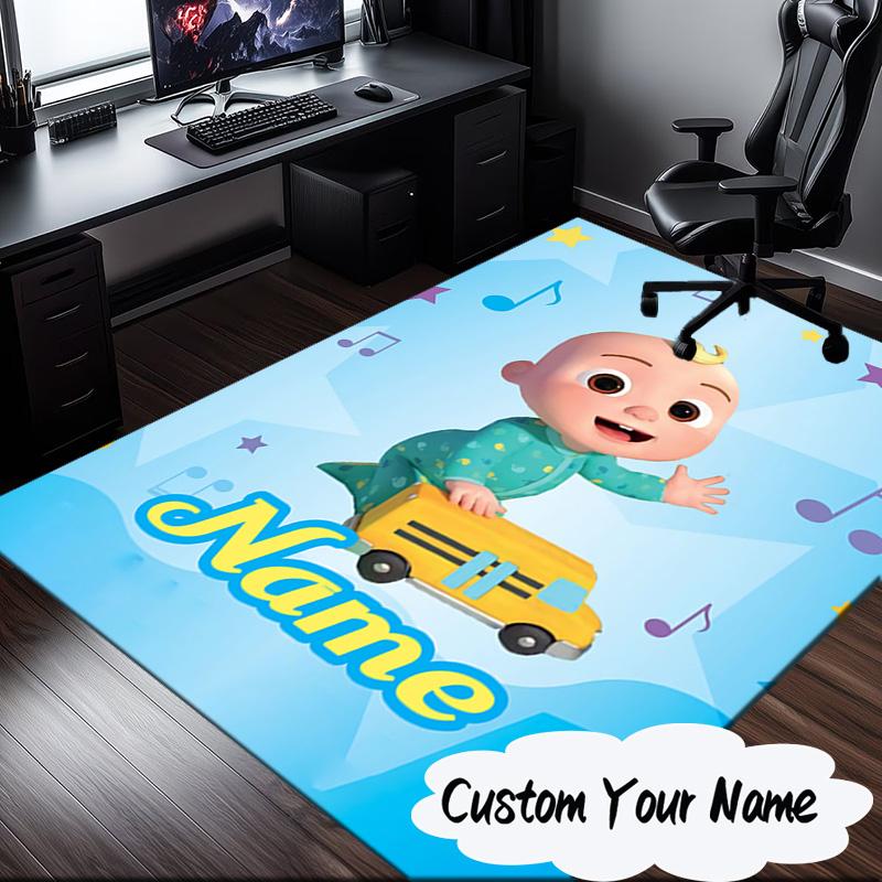 Custom Name Coco-melon Happy Journey Carpet, Chair Rug,Area Rug for Office Bedroom living rooms bedroom, Doormat decor Christmas fan gifts