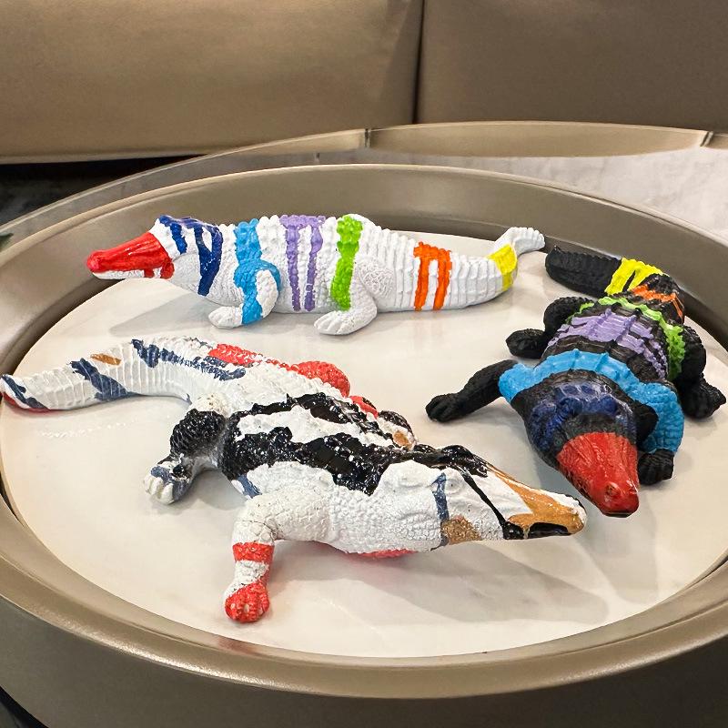 Colorful Resin Crocodile Ornament for Living Room or Office Decor