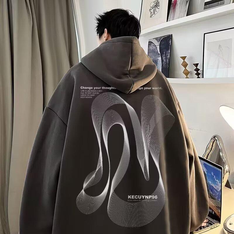 

Ретро-свитер в стиле Гонконга, мужской свитер с капюшоном на весну и осень, американский тяжелый уличный стиль, модный бренд, мешковатое пальто 5XL