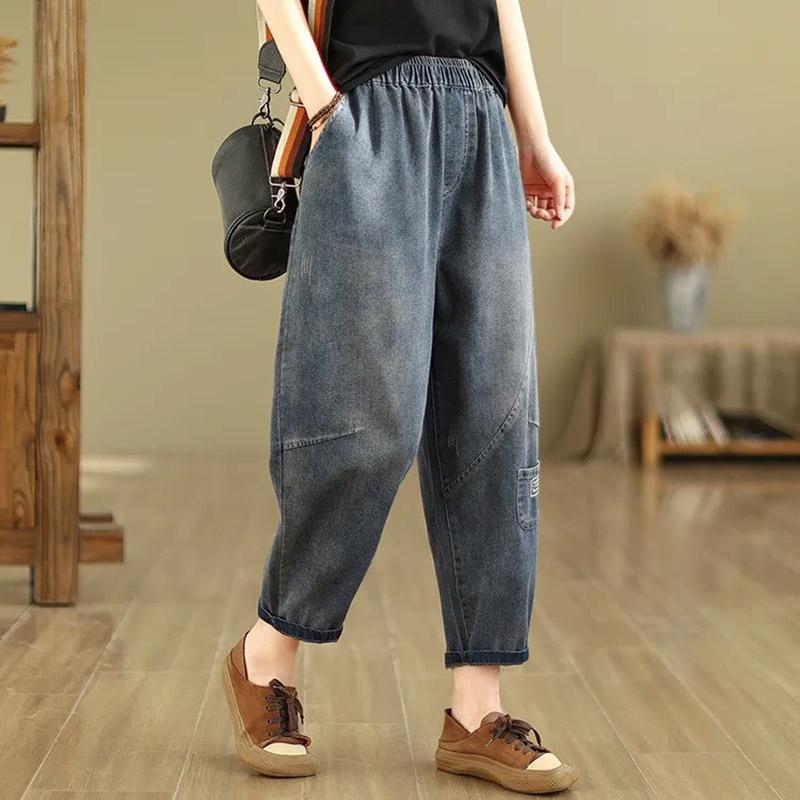 Baumwollhosen Sommer Damen Übergröße Locker Pyjamahose Vielseitig Lässig Hochtailliert Weitbein Leinenhosen