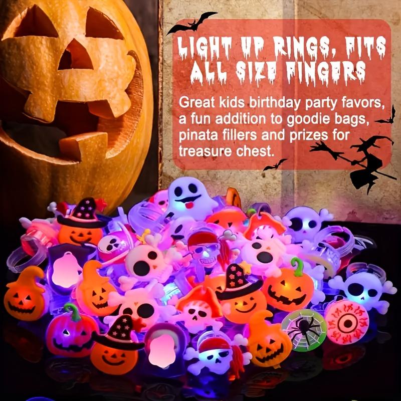 10KS Halloweenský svítící prsten, Halloweenský párty dárek Svítící hračka Svítící prst LED prsten Blikající želé gumový prsten