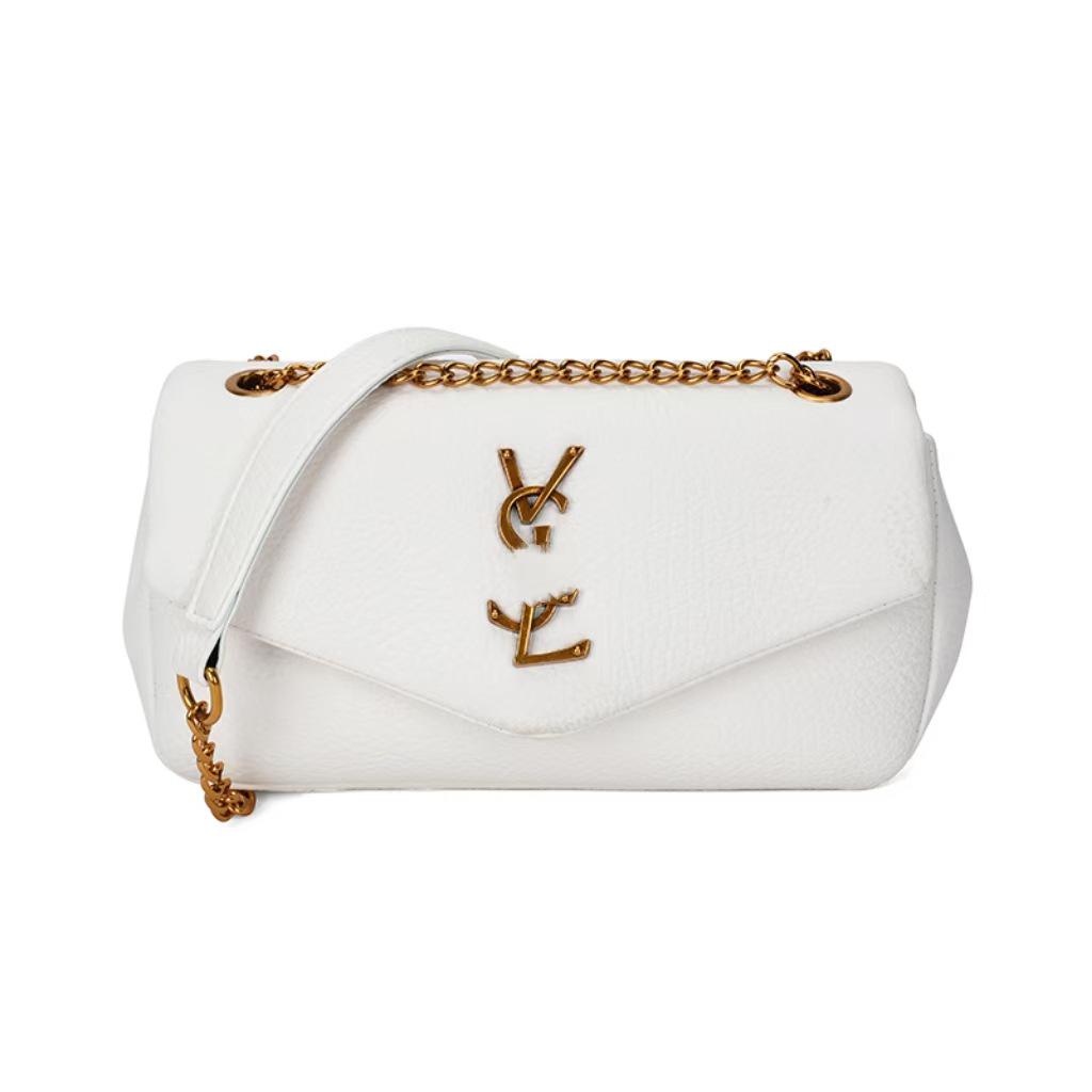 

Трендовая однотонная текстурная сумка-цепочка на плечо для женщин 2025 белый