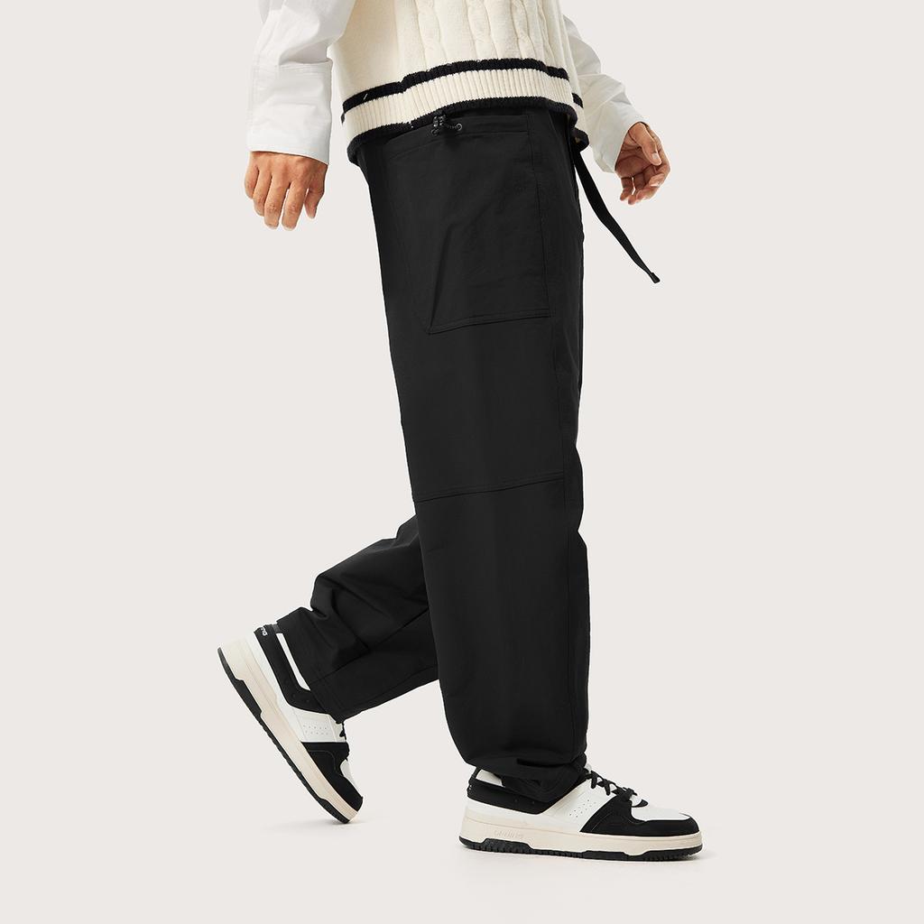 Li-Ning Sports Lifestyle Series Solid Color Mid-Rise Comfortable Breathable Versatile Straight Leg Casual Pants Men Bottoms Black AYKU739-2