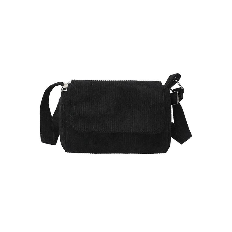 Zipper velvet shoulder bags for women solid casual bag fashion sewing line shoulder bag