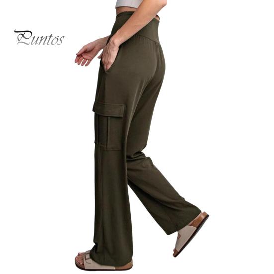 

Женские спортивные брюки с высокой талией, прямые, широкие, длинные брюки с карманами, однотонные, дышащие, удобные, повседневные брюки L