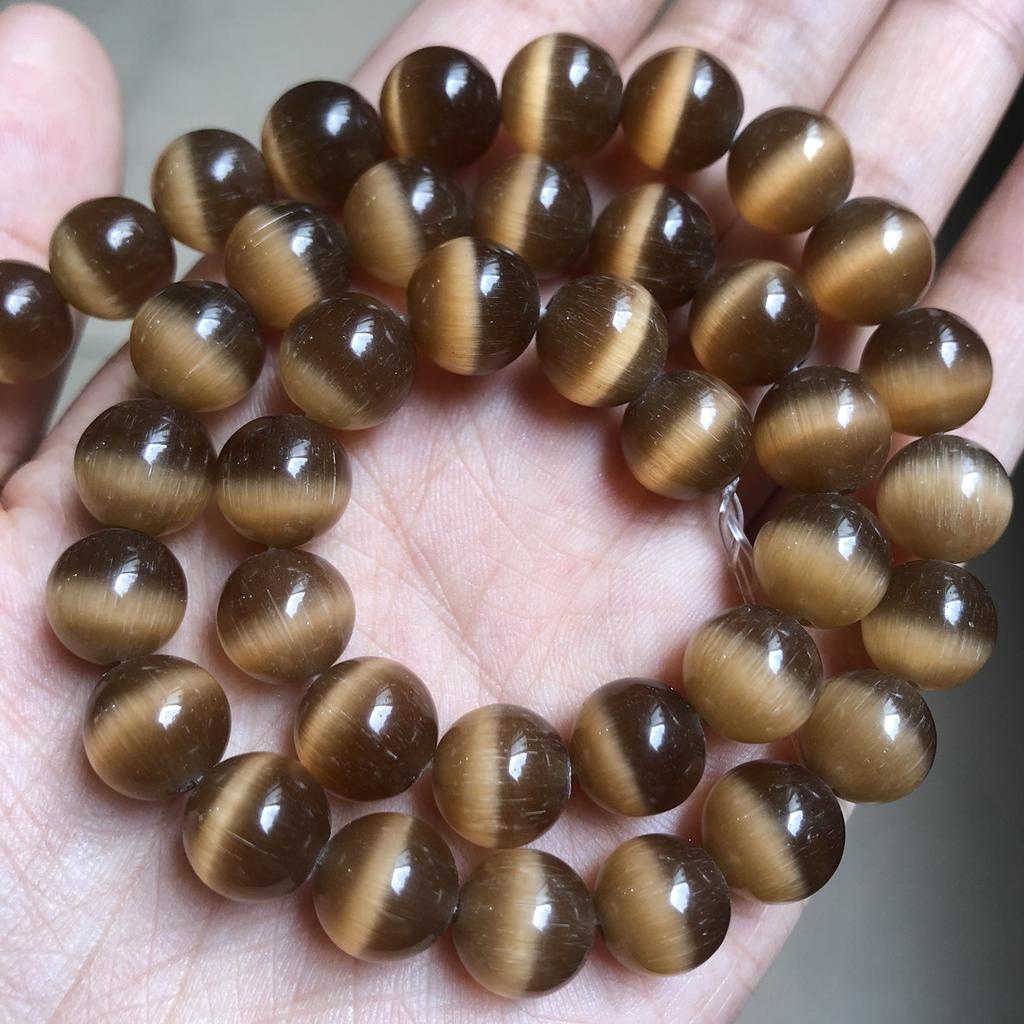 4/6/8/10/12mm Pink Color Cat Eye Opal Beads Natural Stone Glass Loose Beads for Jewelry Making DIY Bracelets Accessories 15''