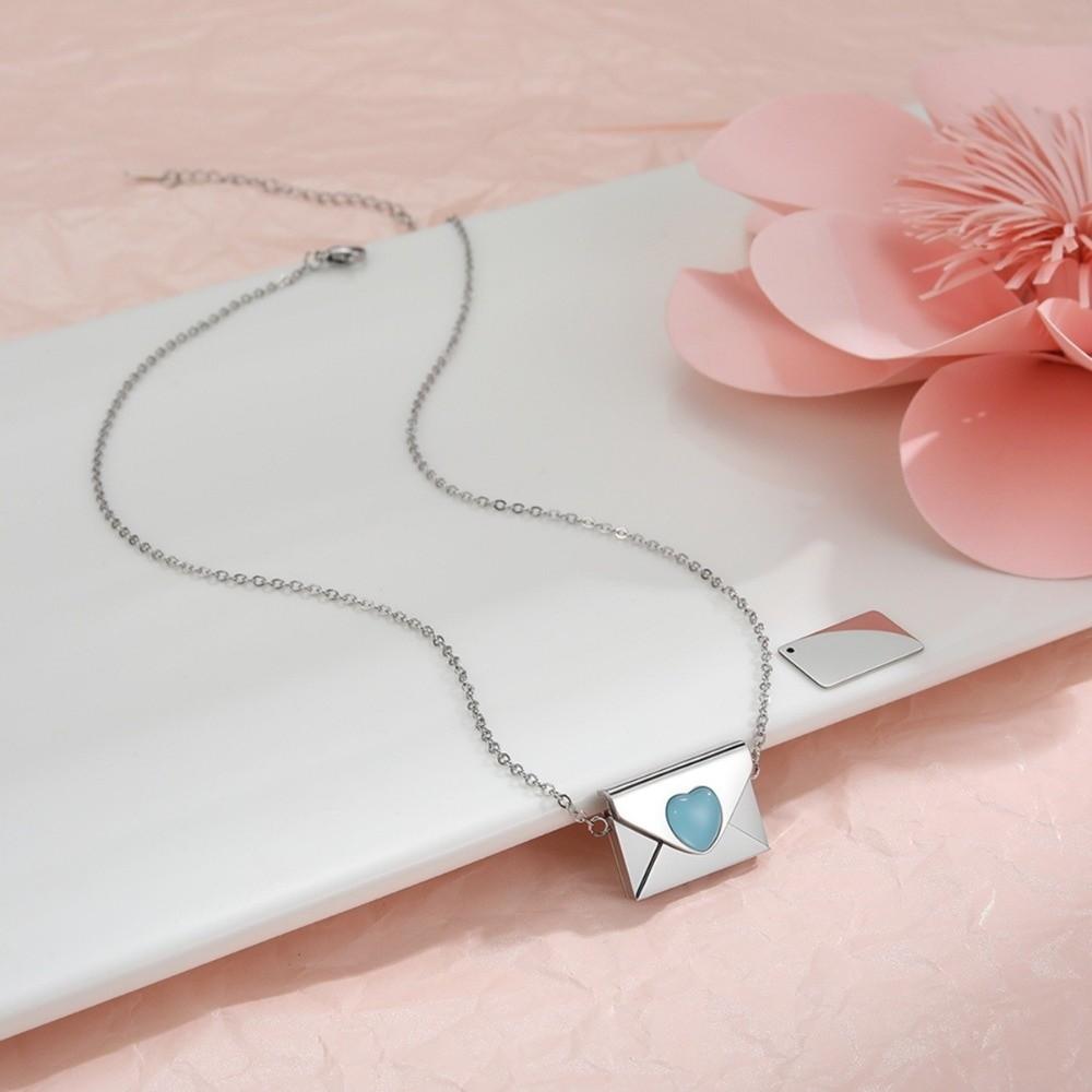 Openable Pendant Sweater Chain Rhinestone Lovers Choker Fashion Envelope Necklace  Gift