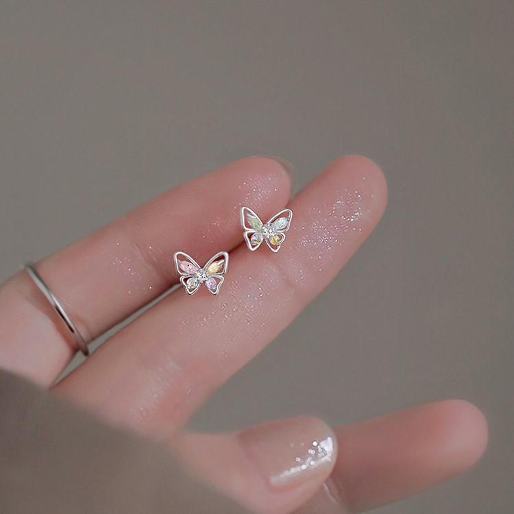 Koreanisches Design S925 Silber Rosa Herz Ohrringe - Elegant, Schlicht, Herbststil für Damen