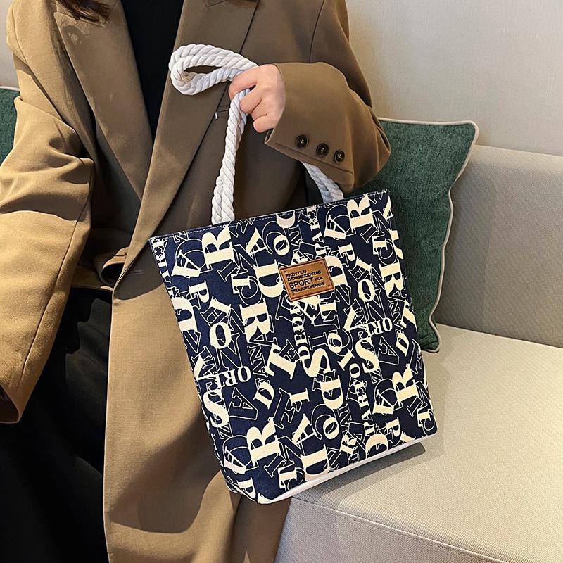 2025 Large Capacity Canvas Student Tote - Fashionable Printed Shoulder Bag for Women