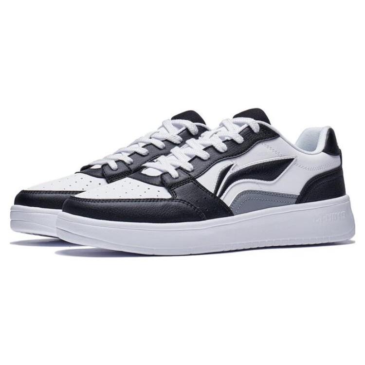 Li Ning Sycee Slip Resistant Cushioning Abrasion Resistant Low top Skateboard Shoes Men's White Black AGCT339-5