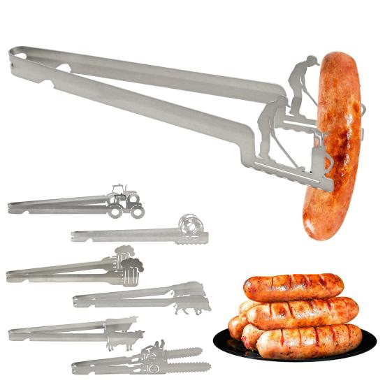 BBQ Tongs Stainless Steel Kitchen Tongs Heat Resistant Non-Slip Grip Metal Pliers