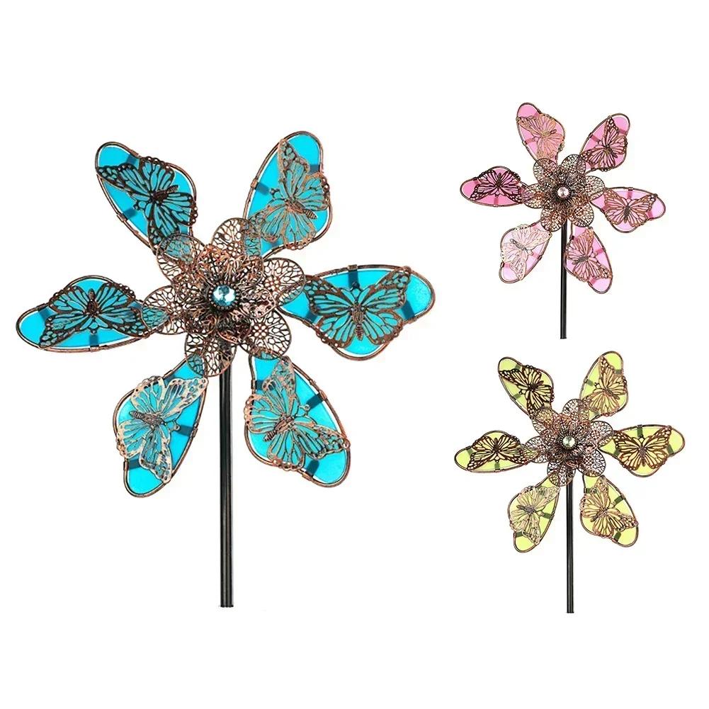 Wind Spinner Windmill Butterfly Windmill Garden Yard High Quality Lawn Fluorescent Garden Decoration Practical