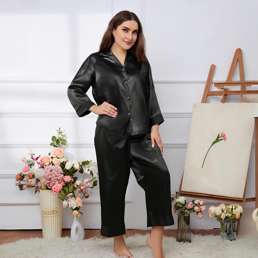 

Женский кардиган больших размеров с длинным рукавом, брюки, домашнее платье, пижамный комплект 5XL чёрный